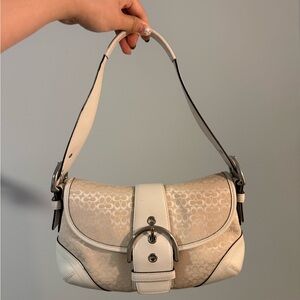 Coach Cream and White Shoulder Bag
